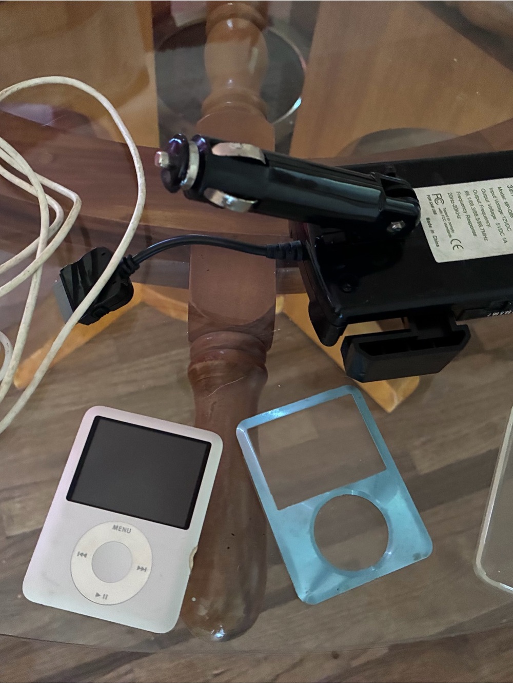 Apple Silver 3rd Gen Nano IPod with Blue Removable Faceplate, car adapter and 2